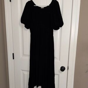 JODIFL Black Maxi Dress with Puff Sleeves